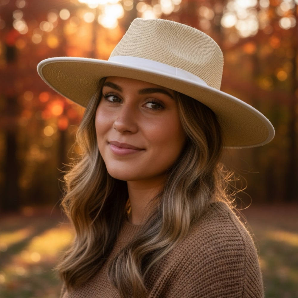 Brixton wide brim straw hat size medium
